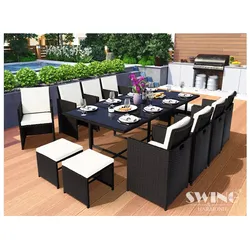 Swing&Harmonie Vegas Polyrattan Sitzgruppe Esstisch Lounge Gartenmöbel Essgruppe Sitzgarnitur Set - versch. Ausführungen