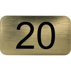 Nummernschild selbstklebend, 35 x 20 mm, Type 20, Kunststoff gold metallic