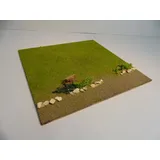 Landschaftsplatte 30 x 30 cm – Wiese mit Weg für Pferdestall & Krippenbau Passend auch für Schleich Pferde
