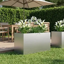 vidaXL Garten-Pflanzgefäß 80 x 50 x 50 cm Silber