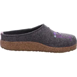 HAFLINGER Damen Hausschuh Stickerei Pantoffel Filz Grizzly Amaya 751009, Größe:39 EU, Farbe:Mehrfarbig - Grau - 39