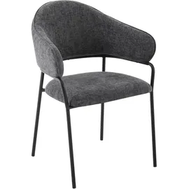byLIVING Esszimmerstuhl Curve Stoff dunkelgrau 2er Set