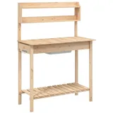 vidaXL Pflanztisch mit Waschbecken 147,5x44x139,5 cm Massivholz Tanne