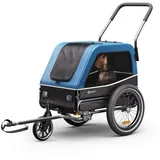 KLARFIT Fahrradkinderanhänger Goldie S Hybrid Hunde-Fahrradanhänger, Fahrradanhänger Wetterfest Hund Faltbar Stahl 20-29" blau