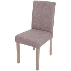 Esszimmerstuhl Littau, Küchenstuhl Stuhl, Stoff/Textil MVG-zertifiziert ~ grau, braune Beine
