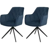 2er-Set Esszimmerstuhl HWC-L80, Küchenstuhl Stuhl, drehbar, Metall Stoff/Textil