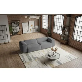 KAWOLA Sofa CELESTE 4-Sitzer mit Hocker Cord grau