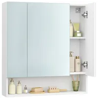 VASAGLE Spiegelschrank Badschrank Badezimmerschrank mit 3 Türen, offenes Fach,