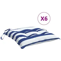 VidaXL Stuhlkissen 6 Stk. Blau & Weiß Gestreift 40x40x7