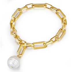 Lulu & Jane Armband Armband gelbgold Muschelkernperle weiß gelb