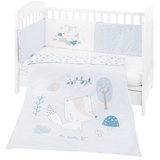 KIKKABOO Bettwäsche 4-teilig Decke 135 x 95 cm Bezug Nestchen Bett 120 x 60 cm blau