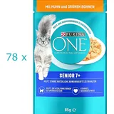 78 x 85 g Purina ONE Senior 7+ (€ 12,59 /kg) mit Huhn & grünen Bohnen in Sauce