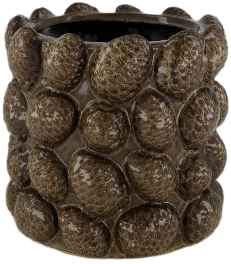 Kübel Keramik D16H15cm Zapfen dkl.braun