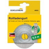 SCHELLENBERG 46002 Rolladengurt 14 mm 6 m System MINI, Rollladengurt, Gurtband, Rolladenband, grau