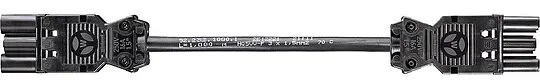 Verbindungsleit. Wieland GST18i3 3,0 m, schwarz, H05VV-F 3G1,5 mm2 3-polig, Buchse - Stecker