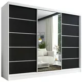A&J MöbelLand Schiebetürenschrank AURELIA 1 200 x 215 x 59,5 cm Schwarz/Weiß