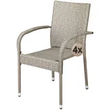 CASARIA Polyrattan Stapelstuhl Comfort 4er-Set Creme