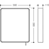 Hewi Kippspiegel S 800, pulverbeschichtet, weiß tiefmatt, 580x680 mm