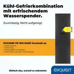 Exquisit Kühl-Gefrierkombination KGC5265-70-WS-040D inoxlook-az | Nutzinhalt: 260 L | Standgerät