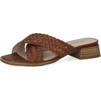 CAPRICE Damen Pantoletten aus Leder mit Blockabsatz, Braun (Cognac Nappa), 39 EU