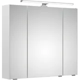 Saphir Spiegelschrank »Quickset Badschrank, 3 Spiegeltüren, 6 Einlegeböden, 80 cm breit«, inkl. LED-Beleuchtung, Türdämpfer, Schalter-/Steckdosenkombination weiß