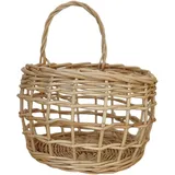 Gralara Aufbewahrungskorb für Obst und Gemüse, handgefertigter Rattankorb, gewebter Hängekorb für Zuhause, kurz