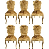 Casa Padrino Luxus Barock Esszimmer Stuhl Set mit elegantem Muster Gold 50 x 60 x H. 104 cm - Küchen Stühle 6er Set - Barock Esszimmer Möbel