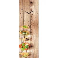 levandeo Wanduhr Glas 20x60cm Kräuter Gewürze Löffel Glasuhr Uhr Glasbild Küchendeko Küchenbild Deko Wandbild