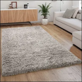 Paco Home Hochflor Teppich Kuschelig Modern Shaggy Flokati Stil Gemütlich Uni Grau, Grösse:120x160 cm