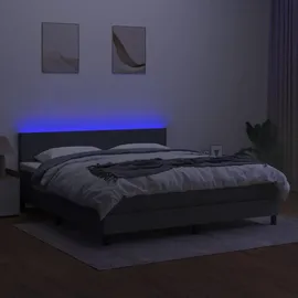 vidaXL Boxspringbett mit Matratze & LED Dunkelgrau 180x200 cm Stoff