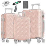 Kesser KESSER® Reisekoffer Set 3-teilig Kofferset ABS Hartschalenkoffer mit Zahlenschloss, Kofferwaage & Reisebrieftasche 360° Rollen Handgepäck & große Koffer für Business & Reise Trolley