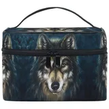 Wolf Abstract Makeup Tasche Organizer Kosmetikkoffer Kosmetiktasche Kulturbeutel Groß Bag für Mädchen Frauen Damen
