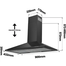 Ciarra Wandhaube 90 cm Schwarz