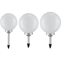 ETC Shop 3er Set LED Kugelleuchte Kunststoff 20, 25 und 30 cm inkl. Akku und Solarzelle weiß