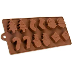 Wisefood Silikonform Weihnachten - braun 21,5x10x1,5cm - Silikon Form Backen, Seife & mehr - Backform