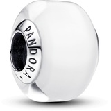 PANDORA Moments Weißes Murano-Glas Mini-Charm aus Sterling Silber, Kompatibel Moments Armbänder, 793118C00