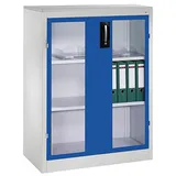 CP Stahlschrank 8521-055 S10170 lichtgrau, lichtblau, Acrylglas 2 Fachböden 93,0 x 50,0 x 120,0 cm, aufgebaut, 1 St.