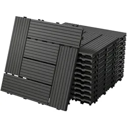ECD Germany 11x WPC Terrassenfliesen Balkonfliese Klickfliese Mosaik 30x30cm Anthrazit 1m2