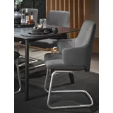 Polsterstuhl STRESSLESS "Laurel", grau (dunkelgrau dinamica, schwarz matt), B:58cm H:92cm T:60cm, Microfaser DINAMICA (88% Polyester, 12% Polyurethan), Stühle, Polsterstuhl, Low Back mit Armlehne, Größe L, mit Beinen aus Stahl in Schwarz matt