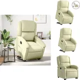 Relaxsessel mit Aufstehhilfe Elektrisch Creme Echtleder - Elektrostuhl - Relaxsessel - TV-Sessel - Ledersessel - Bequeme Sessel