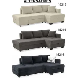 luma-home Ecksofa Schwenkfunktion Doppelbett, Schlafcouch Bettkasten, Cordbezug Beige Grau / 15215 - Beige/Grau
