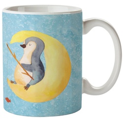Mr. & Mrs. Panda Tasse Pinguin Mond – Eisblau – Geschenk, Süßigkeiten, Kaffeetasse, Schlafzi, Keramik blau