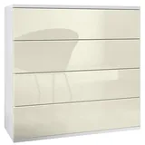 Vladon Pavos V3 76 x 76 x 35 cm Weiß matt / Creme Hochglanz / Gelb