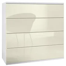 Vladon Pavos V3 76 x 76 x 35 cm Weiß matt / Creme Hochglanz / Gelb