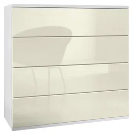 Vladon Pavos V3 76 x 76 x 35 cm Weiß matt / Creme Hochglanz / Gelb