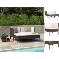 vidaXL 4-tlg. Garten-Lounge-Set mit Auflagen Poly Rattan Braun