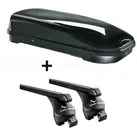 VDP Dachbox, (Passend für Peugeot 3008 (Kombi 5 Türer) ab 2016 aufl. Reling), Dachbox VDPFL580 580Ltr schwarz glänzend + Relingträger Quick kompatibel mit Peugeot 3008 (Kombi 5 Türer) ab 2016 aufl. Reling