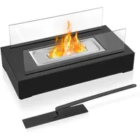 Hengmei - Bioethanol-Kamine Tischkamin Tragbarer Bioethanolkamin Glaskamin mit Edelstahl Brennkammern Löschgerät Heizung Tisch-Dekofeuer (Typ c)