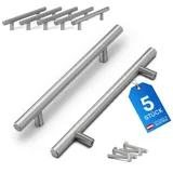 LIVING-TEC Schrankgriffe 5 Stück 160mm silber - Hochwertige Möbelgriffe aus Edelstahl - Griffe für Küchenschränke, Küche, Möbel, Schränke - Küchengriffe im runden Design - Möbelgriff