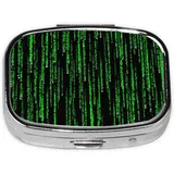 Pillendose, grüne Matrix bedruckt, quadratisches Pillenetui für Tasche oder Geldbörse, kleiner Pillenbehälter, Reise-Pillen-Organizer